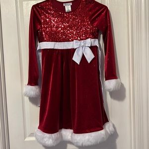 Girls size 14 Bonnie Jean Sparkly Velvet Red Santa Dress